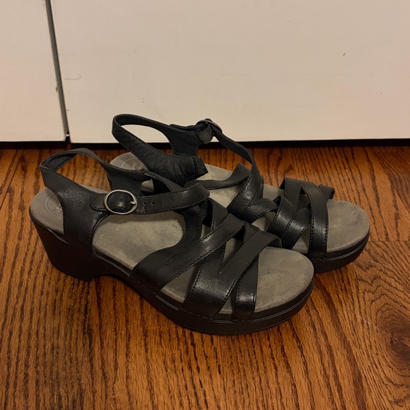 Dansko Shoes - Dansko Women's Black Strappy Sandals Small Heel Comfort Leather size 37